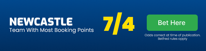 Team with most booking points - newcastle in brentford vs newcastle at 7-4