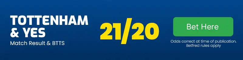 Tottenham to beat sheffield united and btts at 21-20