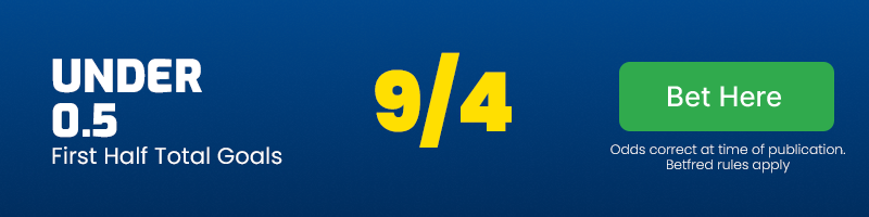 Under 0. 5 first half total goals in melbourne victory vs wellington phoenix at 9-4