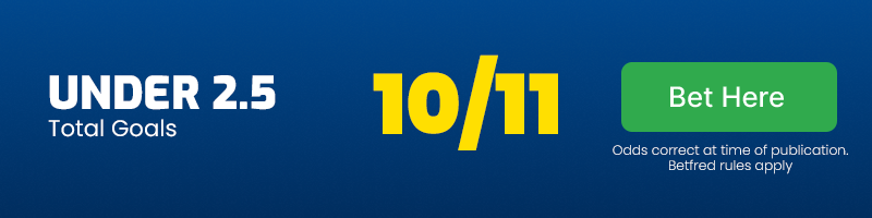 Under 2. 5 total goals in dundee vs kilmarnock at 10-11