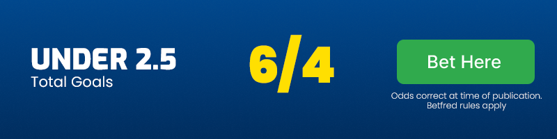 Under 2. 5 total goals in napoli vs lecce at 6-4