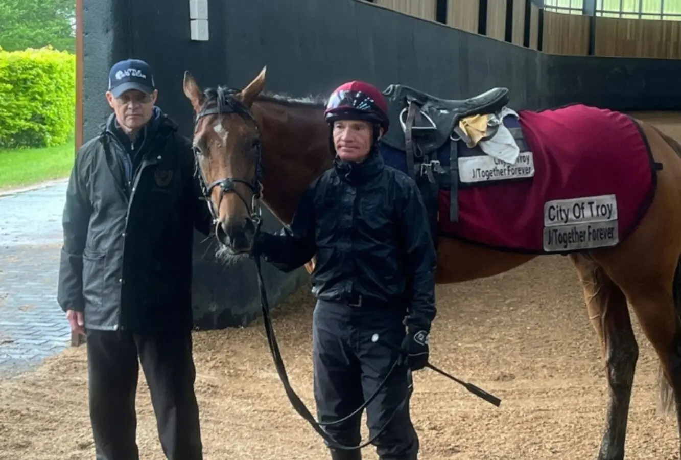 Aidan o'brien with betfred derby joint-favourite city of troy