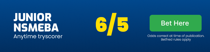 Junior nsemba anytime tryscorer @ 6/5