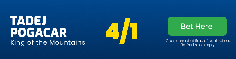 Tadej pogacar king of the mountains @ 4/1 Tadej pogacar king of the mountains @ 4/1