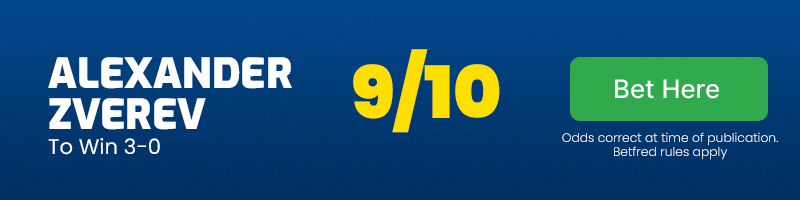 Alexander zverev to beat tallon griekspoor 3-0 @ 9-10