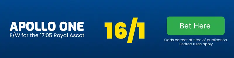 Apollo one each-way for the 17. 05 royal ascot at 16-1
