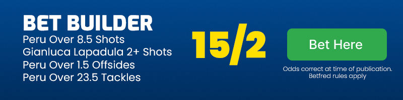 Argentina vs peru bet builder @ 15-2