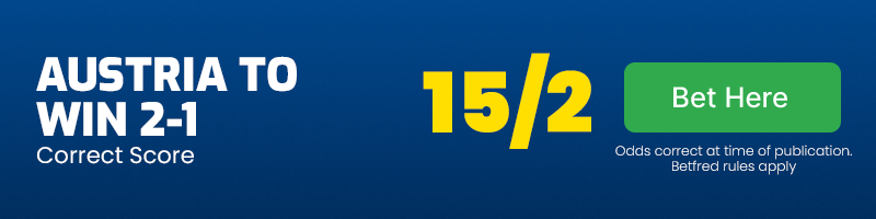 Austria to win 2-1 at 15-2