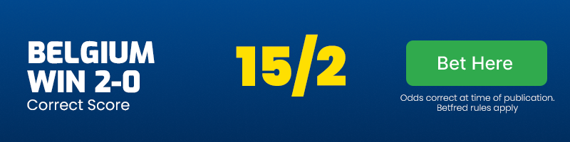 Belgium to win 2-0 at 15-2