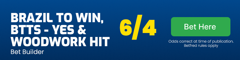 Brazil to beat costa rica, btts - no & woodwork hit @ 6-4