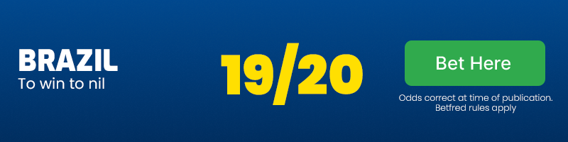 Brazil to win to nil at 19/20