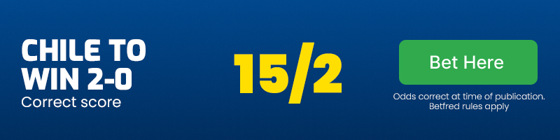 Chile to win 2-0 at 15/2