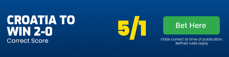 Croatia to win 2-0 at 5-1