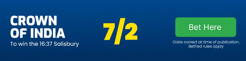Crown of india to win the 16. 37 salisbury at 7-2