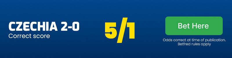 Czechia to win 2-0 at 5/1