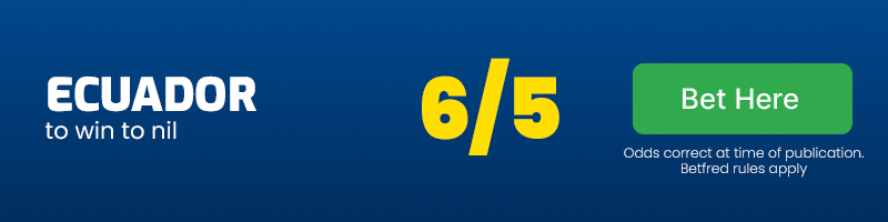 Ecuador to win to nil at 6-5