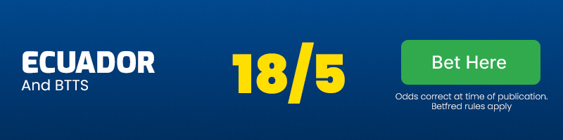Ecuador and both teams to score at 18/5