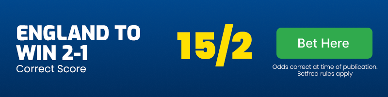 England to win 2-1 at 15-2 England to win 2-1 at 15-2