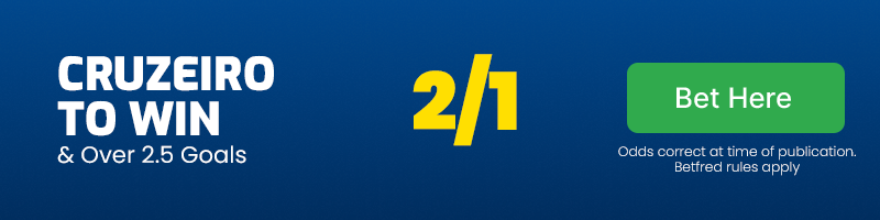 Football bet of the day thursday june 13 2024 - cruzeiro to beat cuiaba & over 2. 5 goals @ 2-1