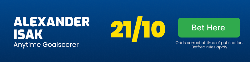 Football bet of the day - wednesday june 5 - alexander isak anytime goalscorer in sweden vs denmark @ 21-10