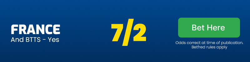 France and both teams to score at 7/2