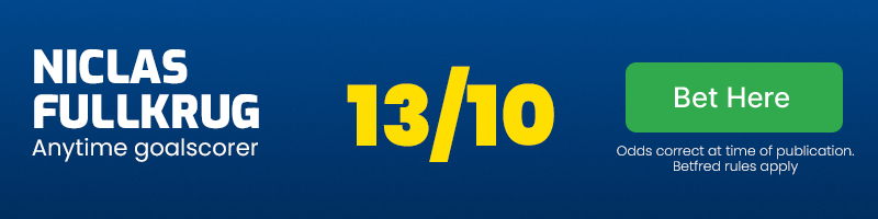 Niclas fullkrug anytime goalscorer at 13/10