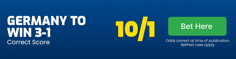 Germany to win 3-1 at 10-1