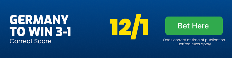 Germany to win 3-1 at 12-1