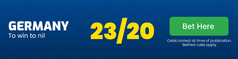 Germany to win to nil at 23/20