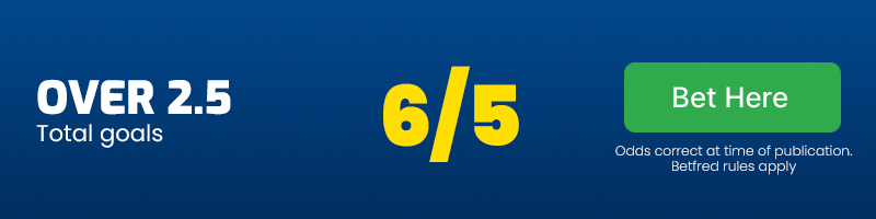 Over 2. 5 goals at 6/5