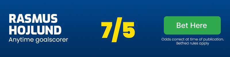Rasmus hojlund anytime goalscorer at 7/5