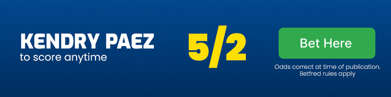 Kendry paez to score anytime at 5-2