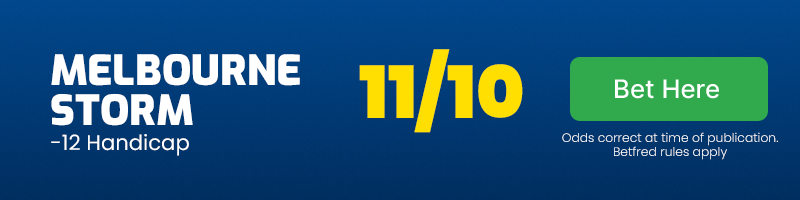 Melbourne storm -12 handicap vs canberra raiders at 11-10