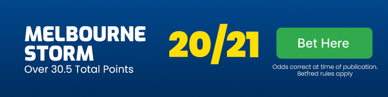 Melbourne storm over 30. 5 total points vs canberra raiders at 20-21