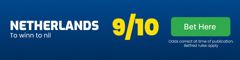 Netherlands to win to nil at 9-10