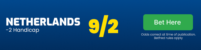 Netherlands -2 handicap at 9/2