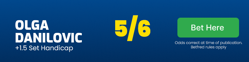 Olga danilovic +1. 5 set handicap vs marketa vondrousova @ 5-6