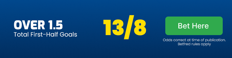 Over 1. 5 total first half goals in sweden vs serbia at 13-8