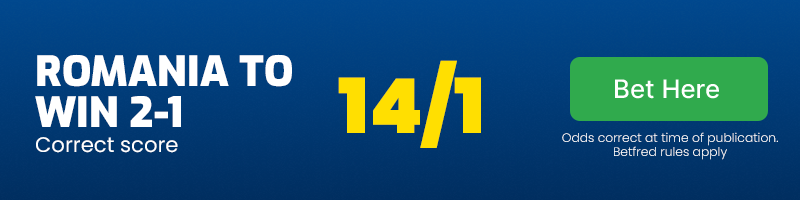 Romania to win 2-1 at 14/1