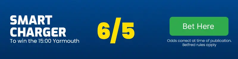 Smart charger to win the 15. 00 yarmouth at 6-5