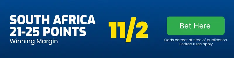 South africa to beat wales by 21-25 points at 11-2