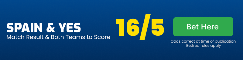 Spain and btts at 16-5