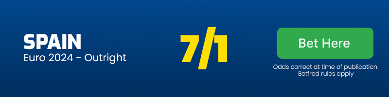 Spain to win euro 2024 at 7-1 Spain to win euro 2024 at 7-1