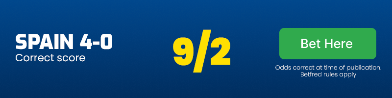 Spain 4-0 at 9/2