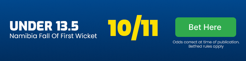 T20 world cup australia vs namibia - fall of first namibia wicket - under 13. 5 at 10-11