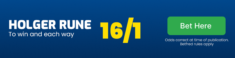 Holger rune to win and each way at 16/1