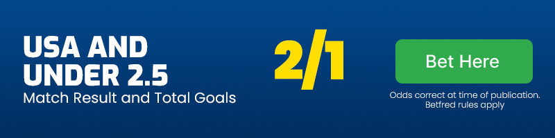 Usa and under 2. 5 goals at 2-1