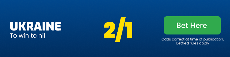 Ukraine to win to nil at 2/1