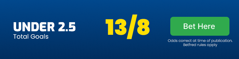 Under 2. 5 total goals in england vs bosnia-herzegovina @ 13-8