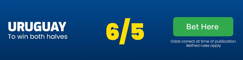 Uruguay to win both halves at 6/5